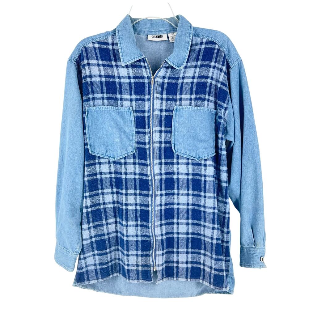 90s zip front chambray Gitano shirt 1990s vintage